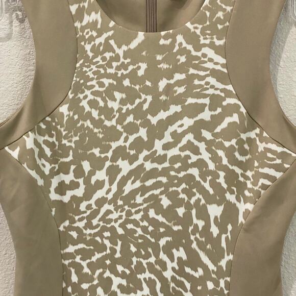 Calvin Klein dress tan animal print size 10 zipper back - Picture 7 of 9